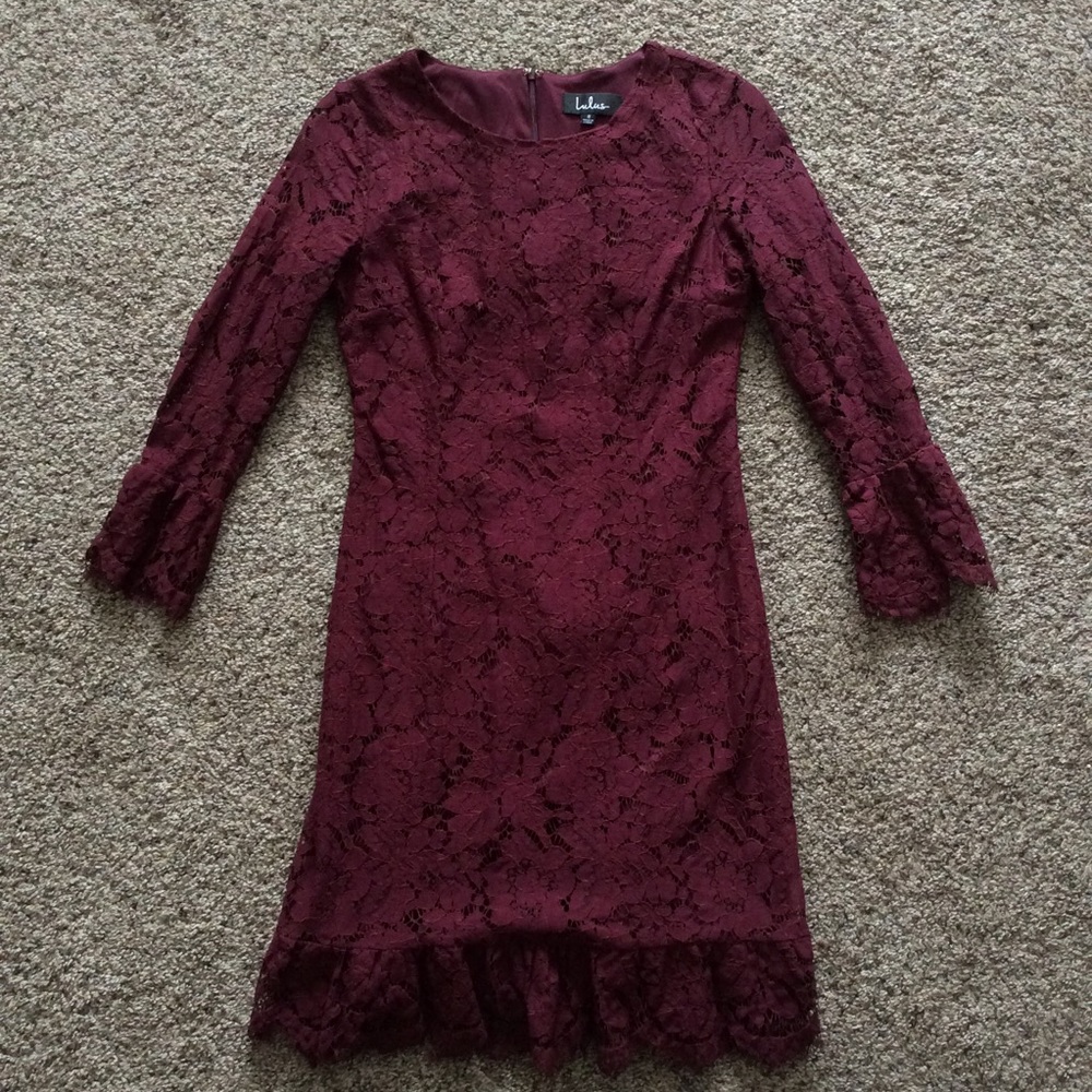 Lulu’s Lace Burgundy Dress